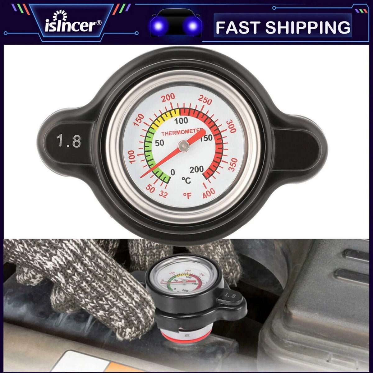 For Honda CRF450R 02-15 Radiator Cap 1.8HP w/Temp Gauge Reduces Coolant Loss