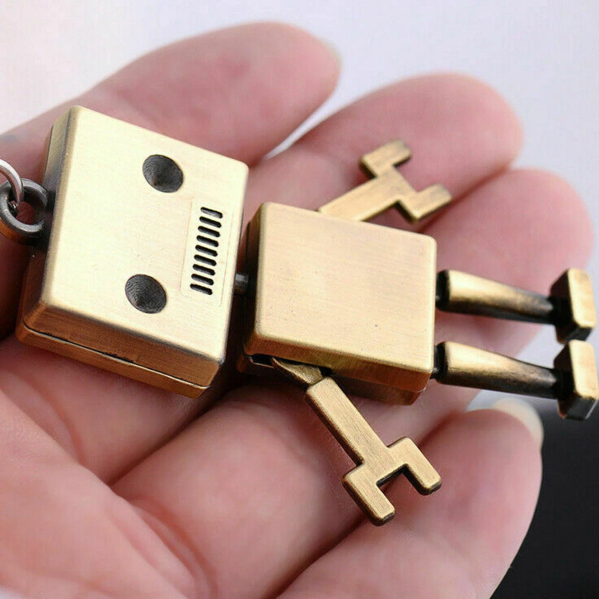 Mini Cute Movable Metal Robot Keychain Keyring Key Chain Ring Bag Purse Pendant