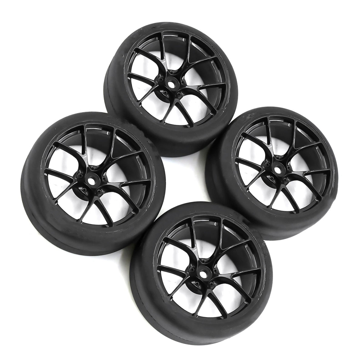 4* Upgrade 65mm 1/10 RC Car Tires & Wheels Rims 12mm Hex Hub For Tamiya TT01.