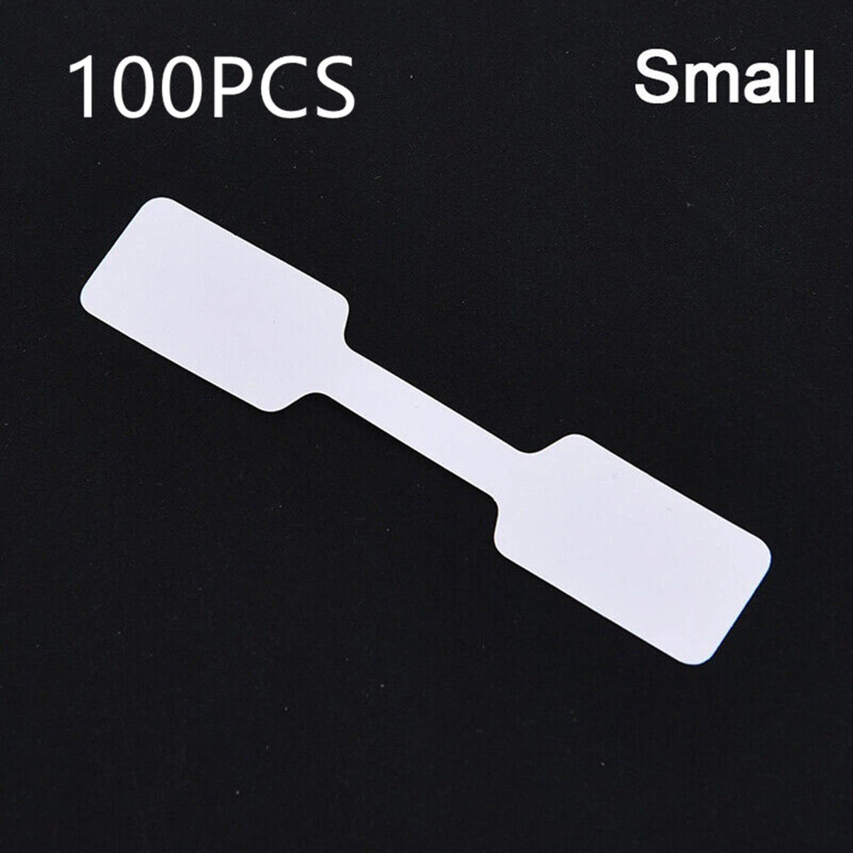 100x White Square Head Adhesive Price Label Tags with Hanging String uu