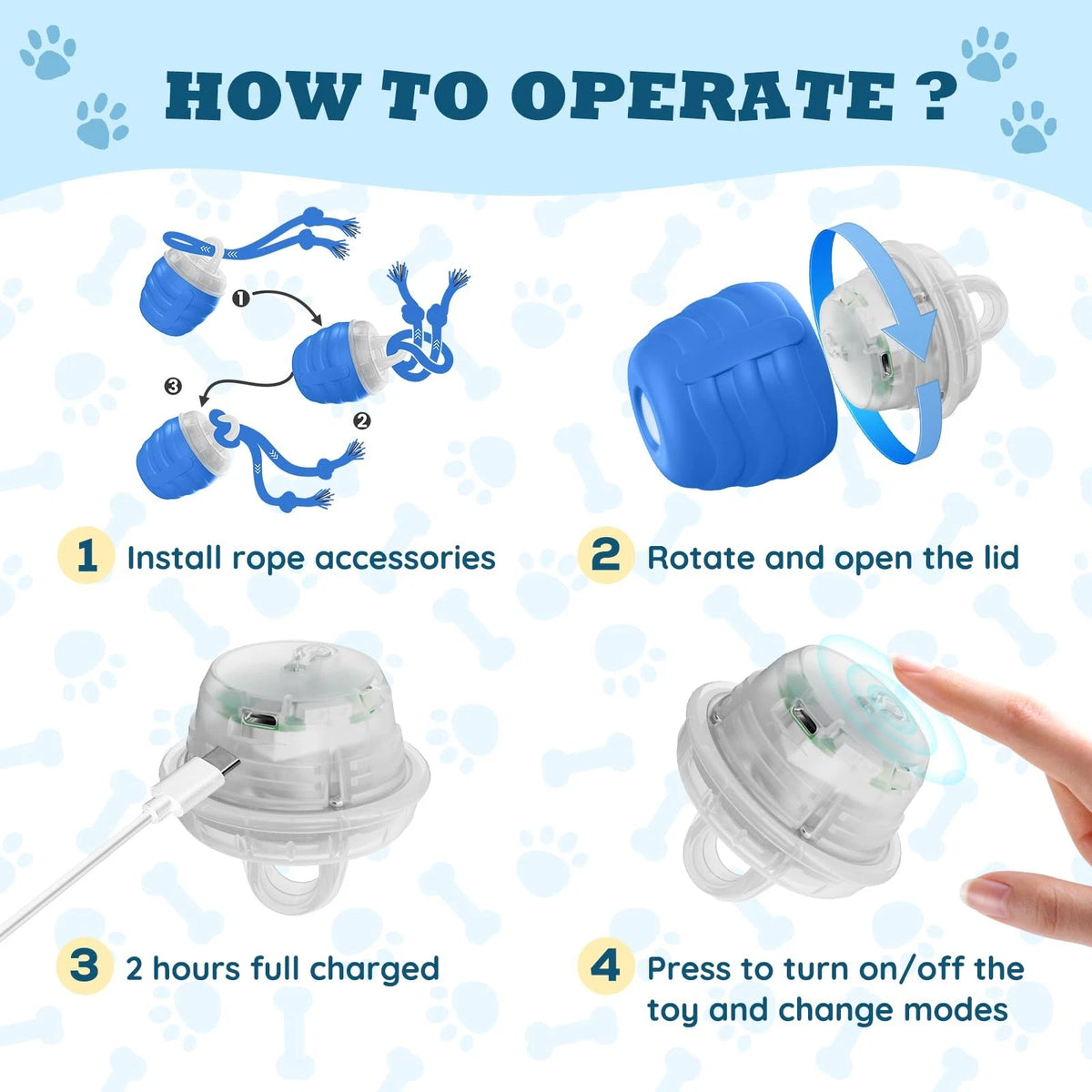 HVUATQ Interactive Dog Toys - 2026 Upgraded Motion Activated Balls for Blue