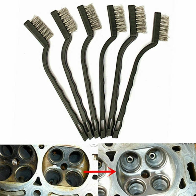 3* Steel Brush Set Small Cleaning Brushes Wire Rust Sparks Wheels Scrub 180mm E