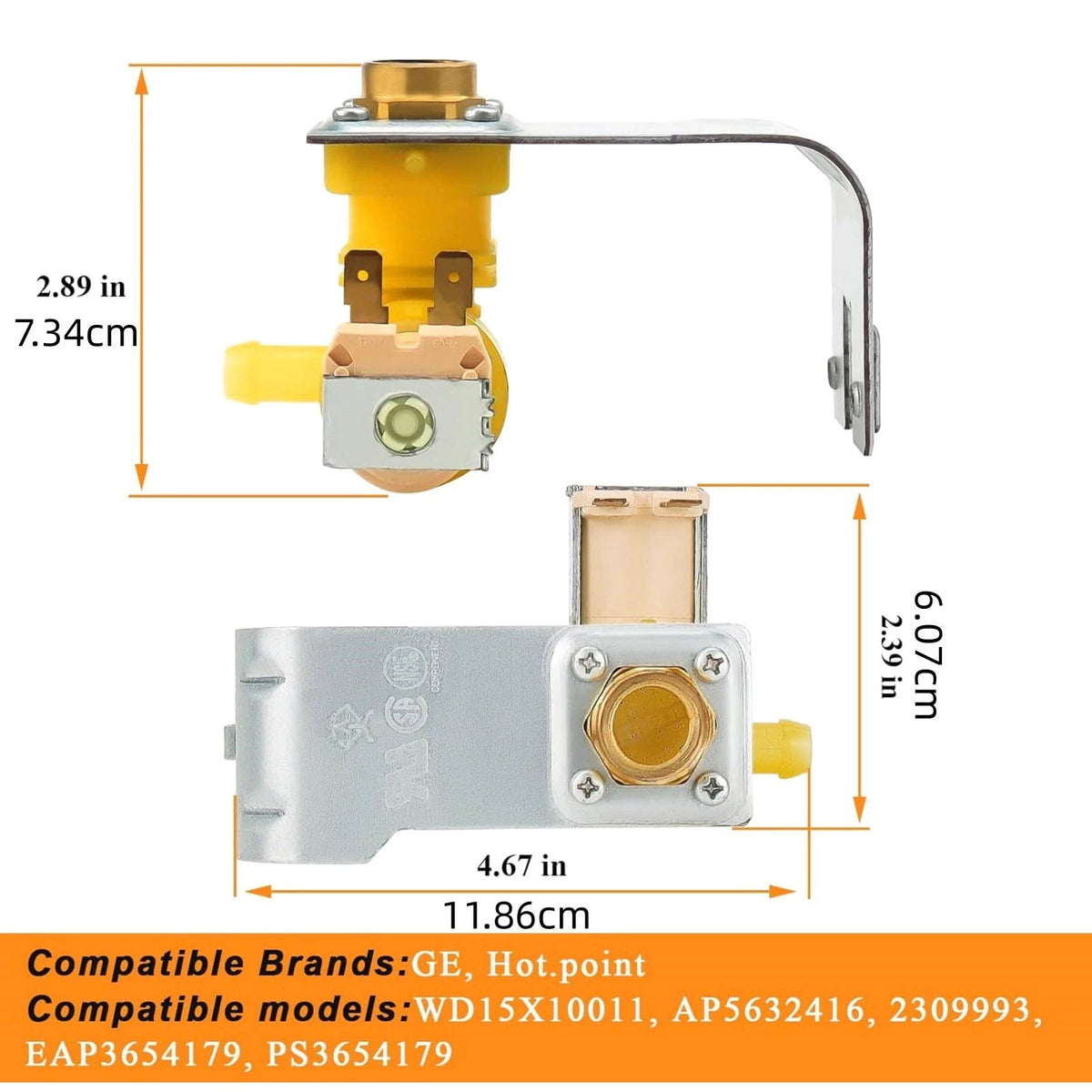 Water Inlet Solenoid Valve WD15X10014 Replacement For GE Hotpoint Dishwasher