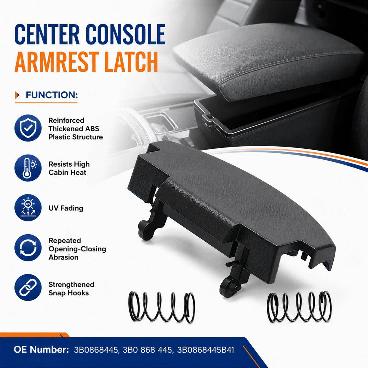 Center Console Armrest Latch Clip Fits for VW Golf 4 Bora Passat 3B0868445