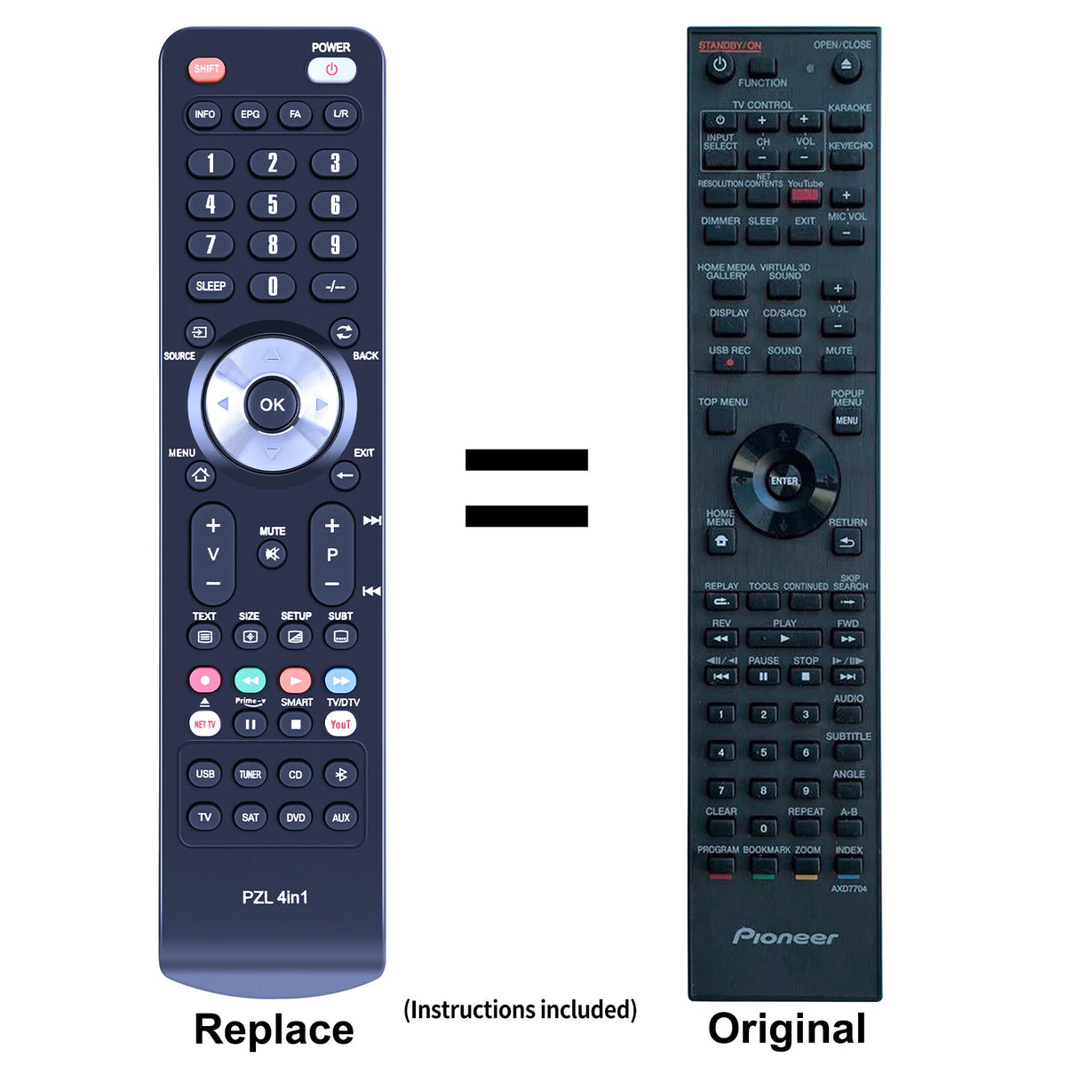 AXD7704 Replacement Remote Control For PIONEER MCS-333 MCS-434 MCS-737
