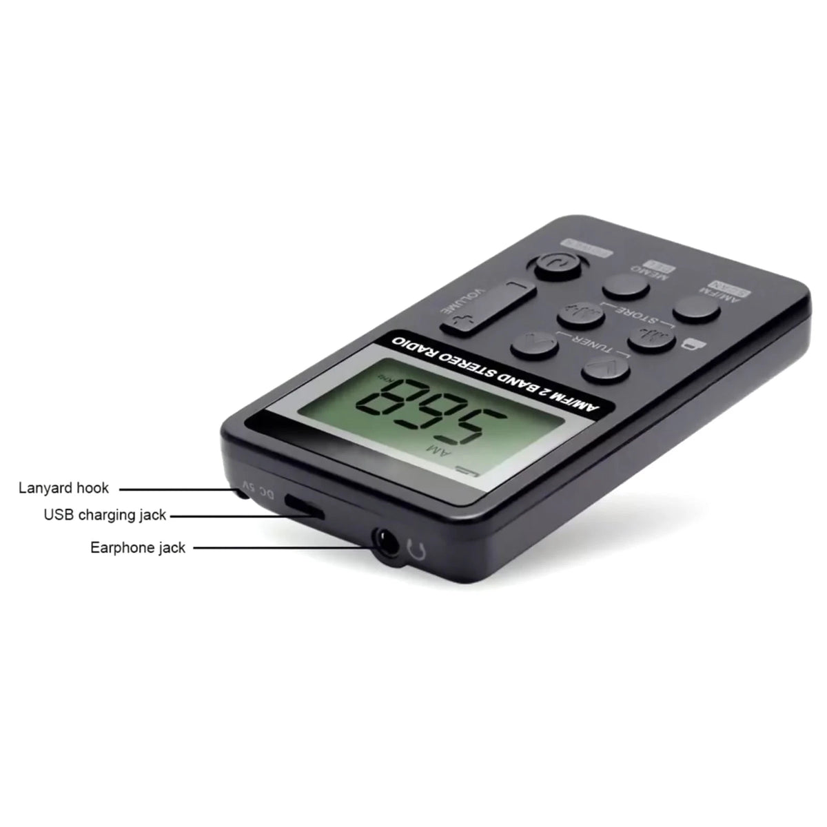 Digital Portable Pocket LCD AM FM Radio Stereo USB Rechargeable w/Earphone