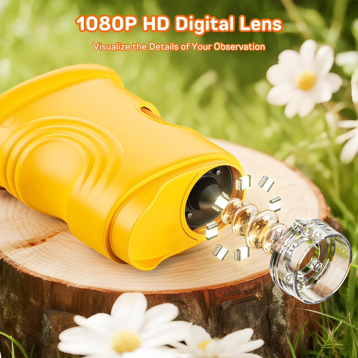 1000X Digital Handheld Microscope for Kids with 2.0" IPS Screen, Orange