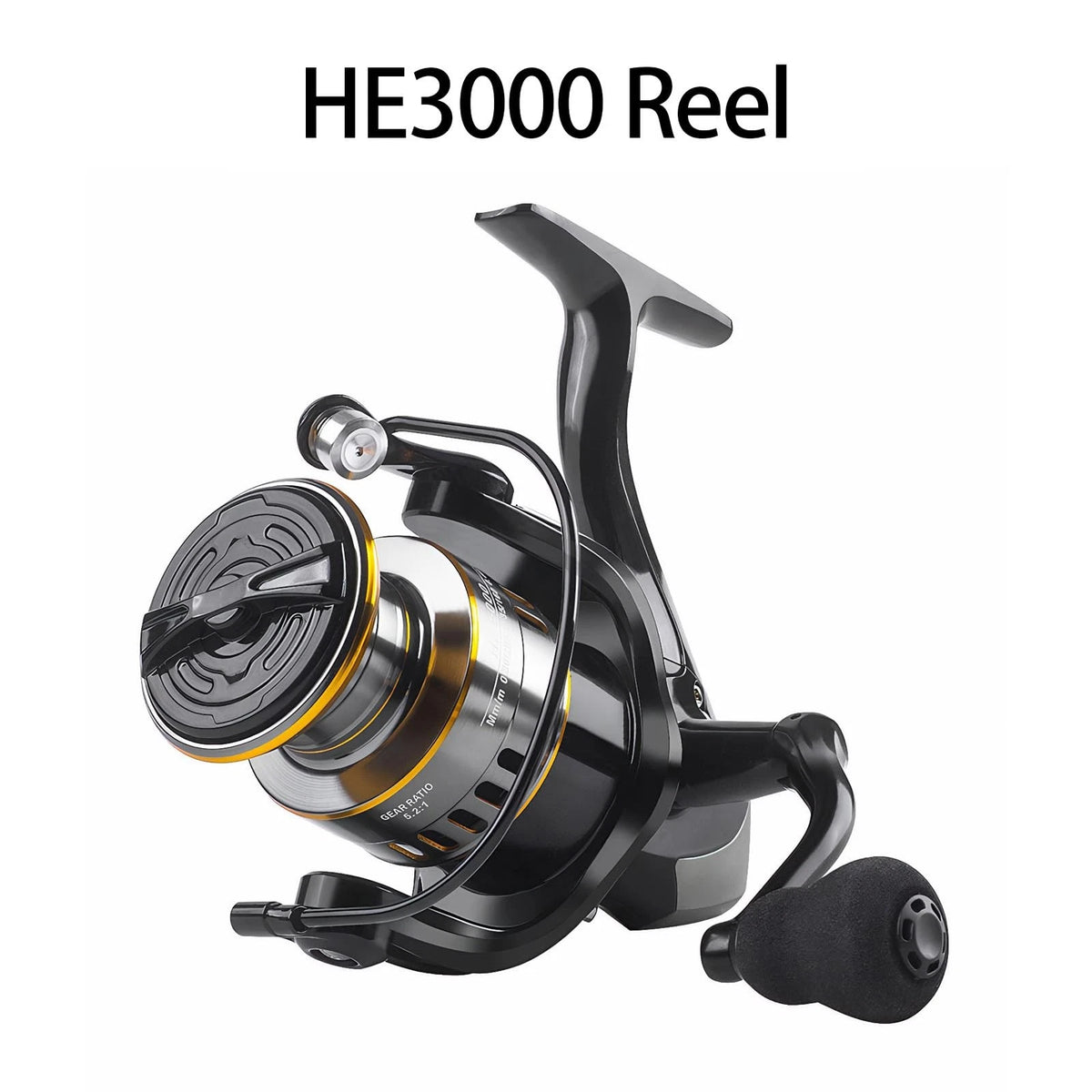 Yatrouys Spinning Fishing Reel 22 LBs Max Drag with 5.2:1 Size 3000, Black