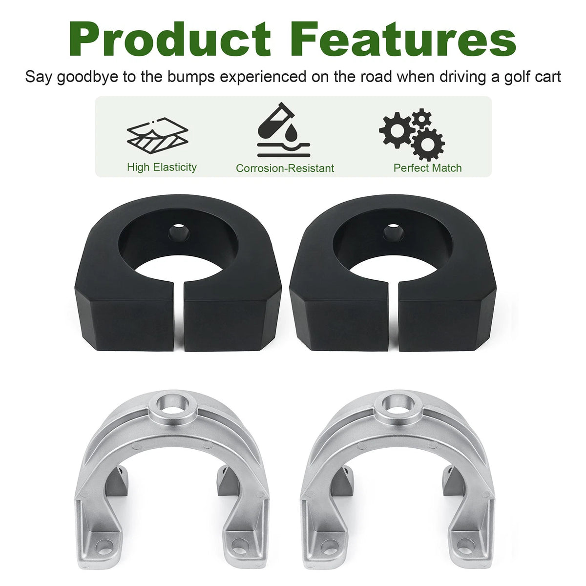 For E-Z-GO Workhorse 800/1200 Rear Spring ISO Mount Cap with Rubber Bushing