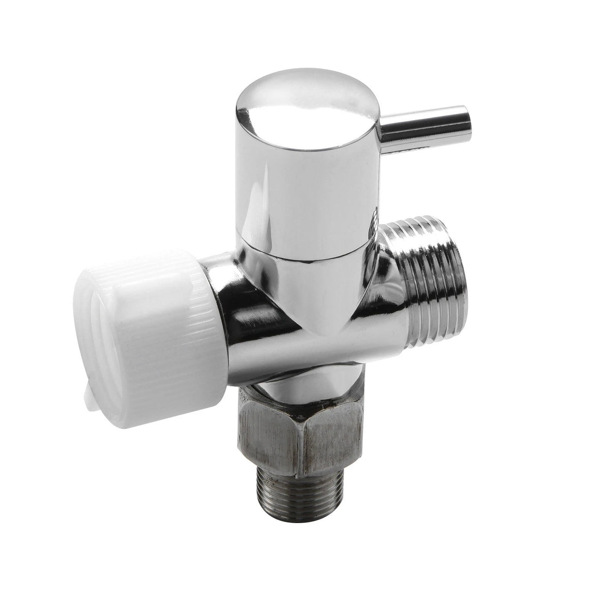 Single Lever 3-Way T Adapter Valve 90° Control for Cloth Diaper Sprayer Silver
