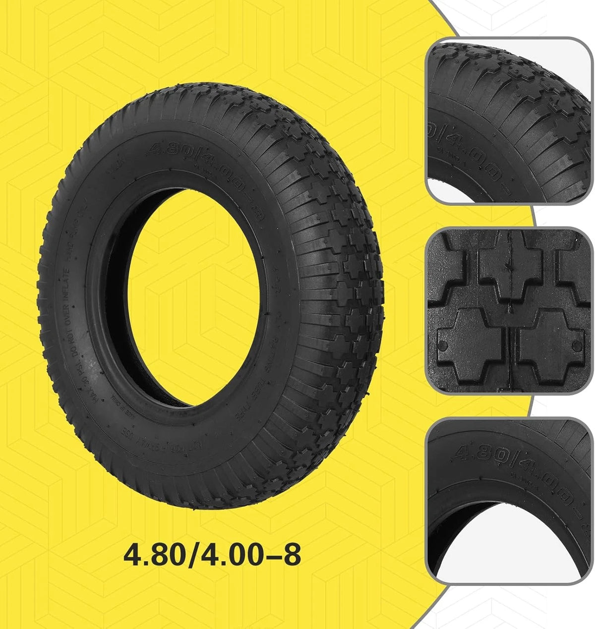 4.80/4.00-8 Tire and Inner Tube, Tube 2 Pack