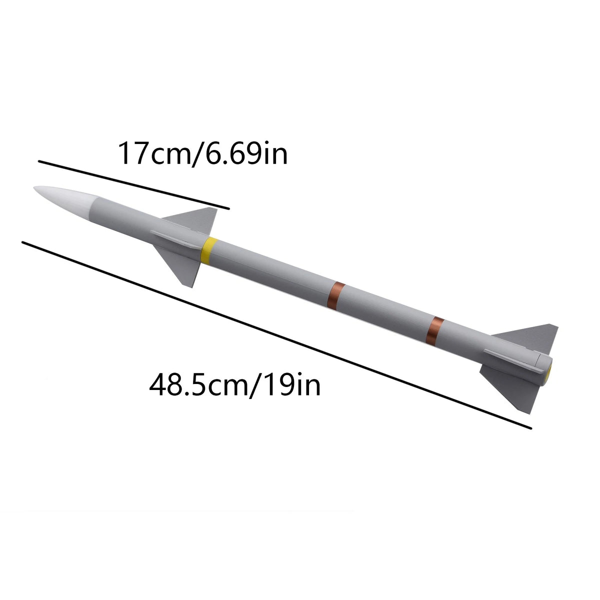 48cm PLA Plastic 1/8 Scale United States AIM-120 AMRAAM Missile Display Model