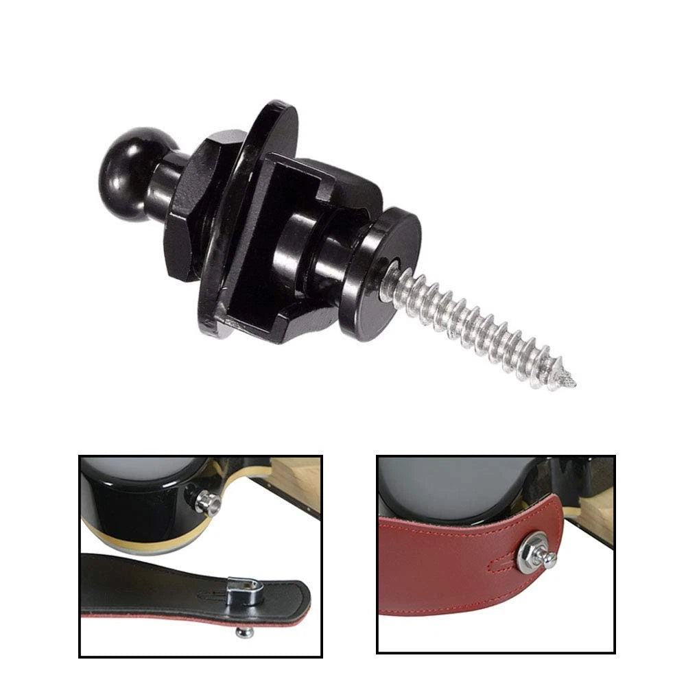 Wolfride 4 PCS Guitar Strap Locks and Buttons Security Quick Release Black a