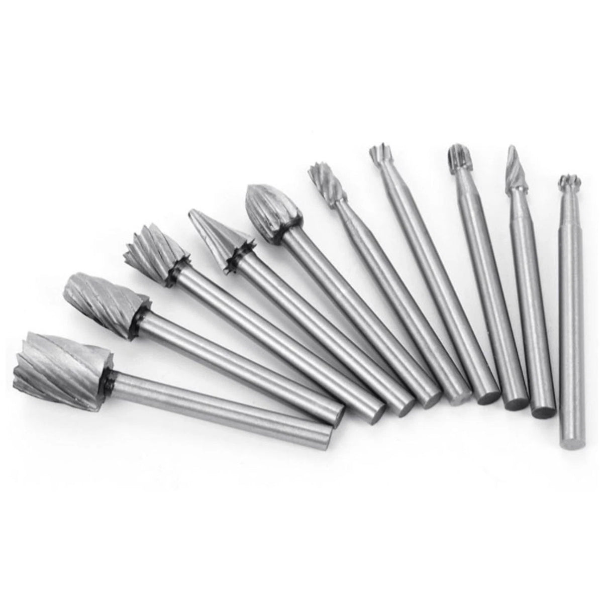 10Pack 1/8in Shank HSS Rotary Burr File Rasp Drill Bits For Wood Stone Carving