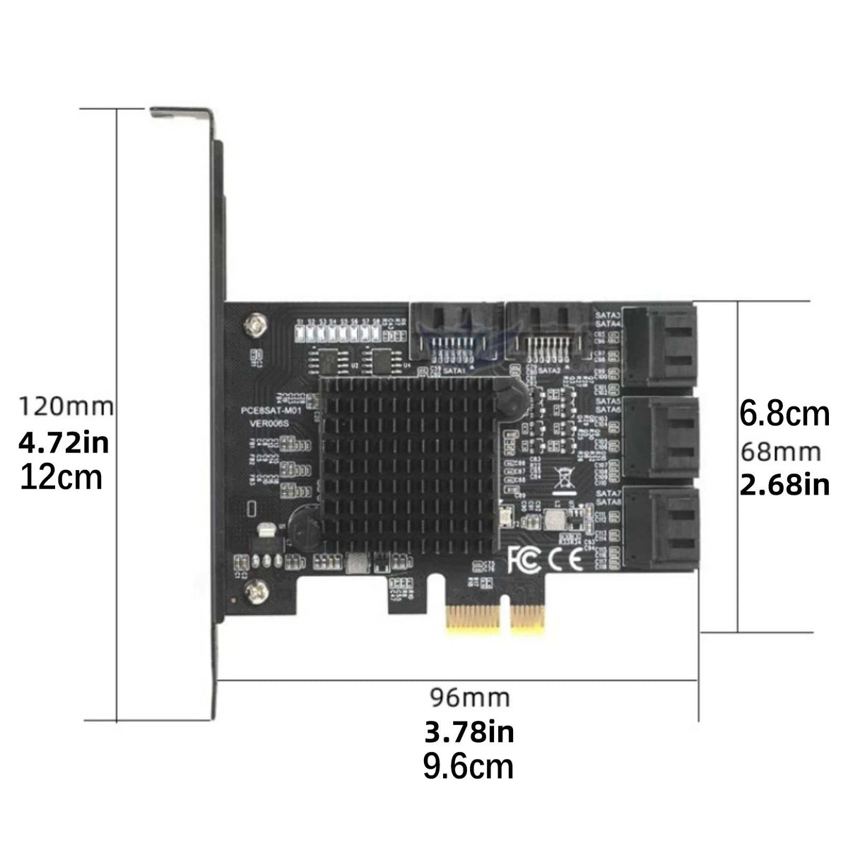 8-Port SATA 3.0 PCI Express Expansion Card PCI-E Controller 6G Adapter for HDD