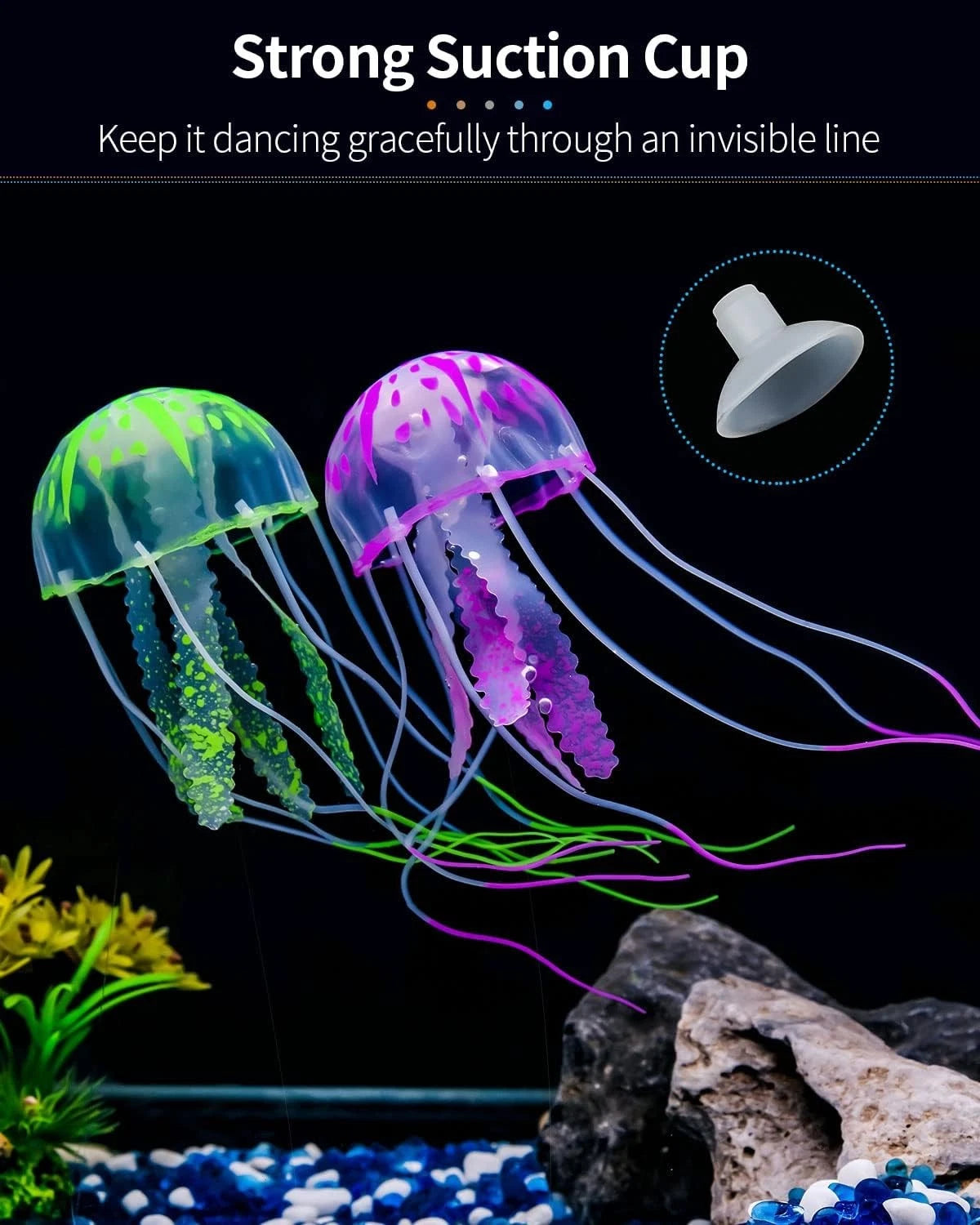 Uniclife 6 Pcs Glowing Jellyfish Ornament Decoration for Aquarium