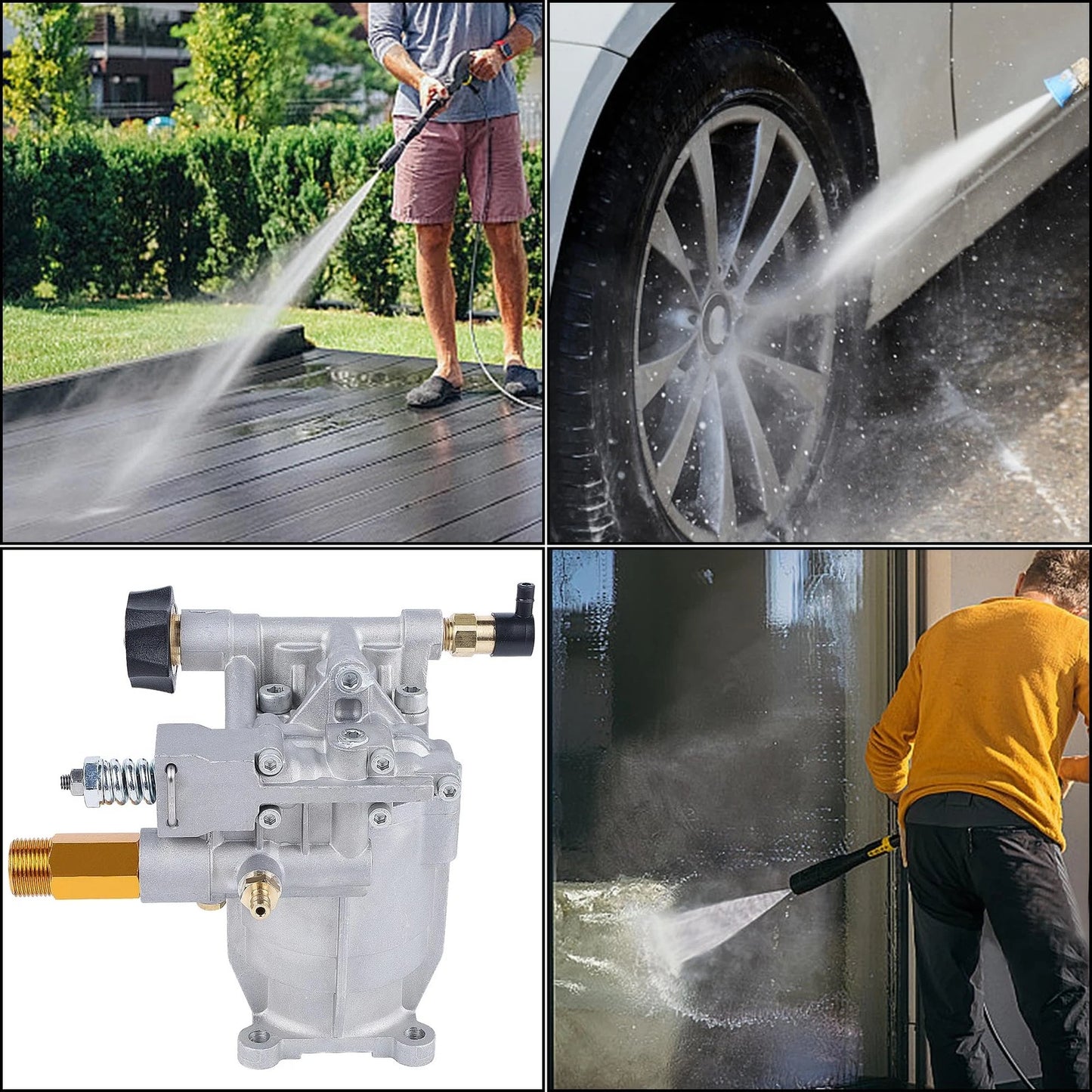 Biswing Pressure Washer Pump, 3/4" Shaft Horizontal Axial Plunger, Silver