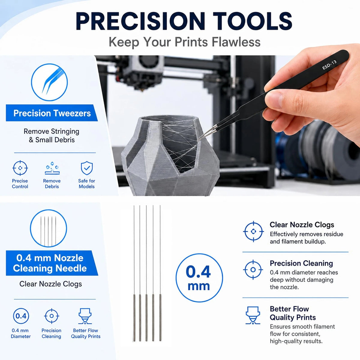 3D Printer Tool Kit for Flashforge AD5X, Nozzle Cleaning Accessories