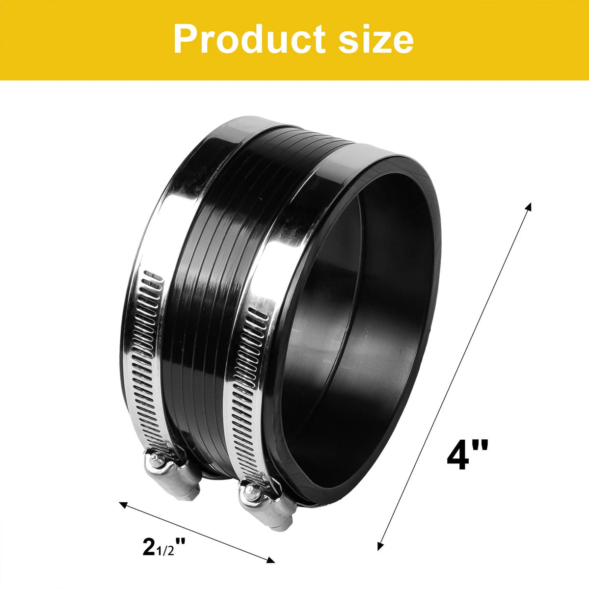 Air Intake Coupler Kit 4" O.D TO 4" or 4" to 3.75" with Clamps Black attach Pipe