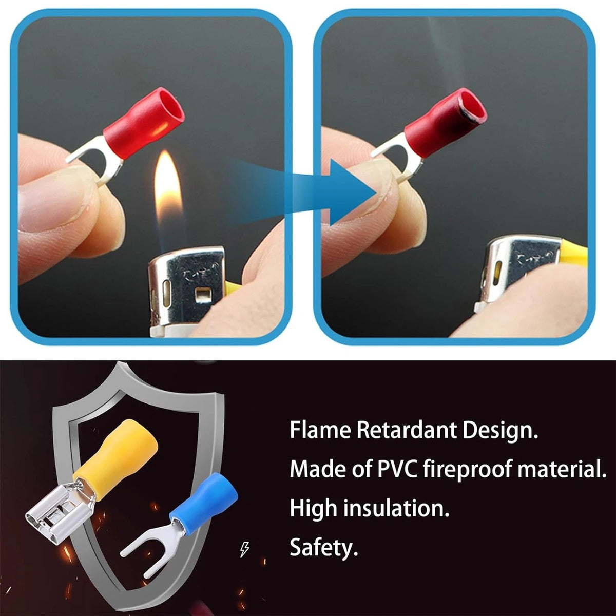 300pcs 18 Types Crimp Connectors, Ring Spade Fork 300pcs, Red, Blue, Yellow