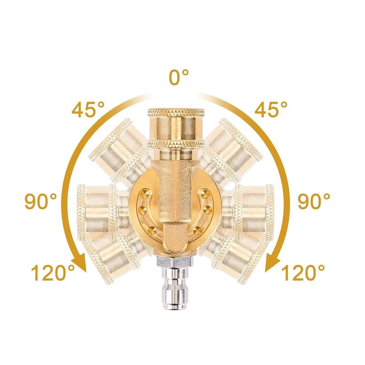 7 Angles Rotating Coupler 4500 PSI 1/4 QC Brass Adapter For High Pressure Hose