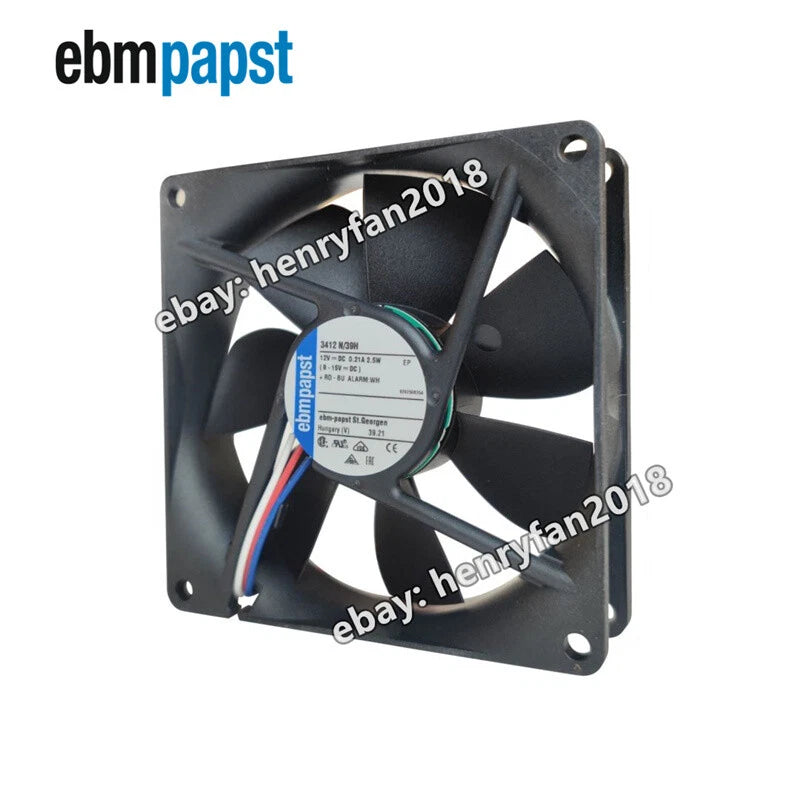 Ebmpapst 3412N/39H Axial Fan DC 12V 2.5W 0.21A 90*90*25MM 3-wires Cooling Fan