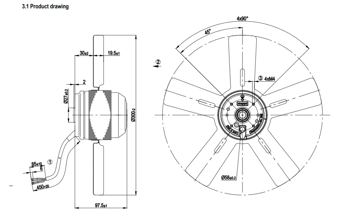 Ebmpapst Fan A2E300-AC47-01 Axial Fan AC 230V 0.62/0.88A 140/200W Cooling Fan