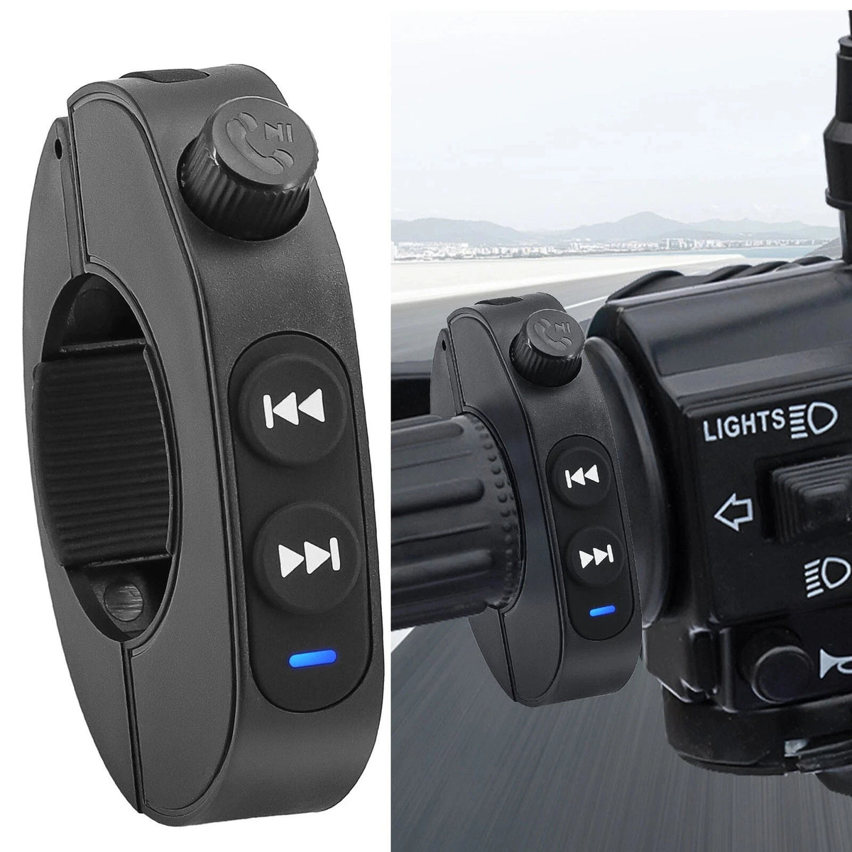 For Motorcycle Handlebar Bluetooth Wireless Media Remote Control Button IP66