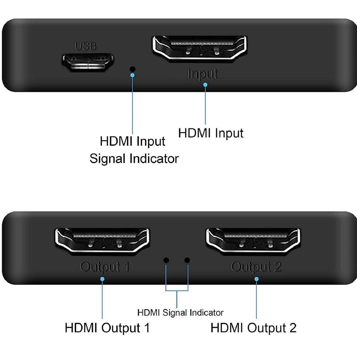 1 in 2 Out HDMI Splitter Mirror Distributor Amplifier Adapter Dual Display
