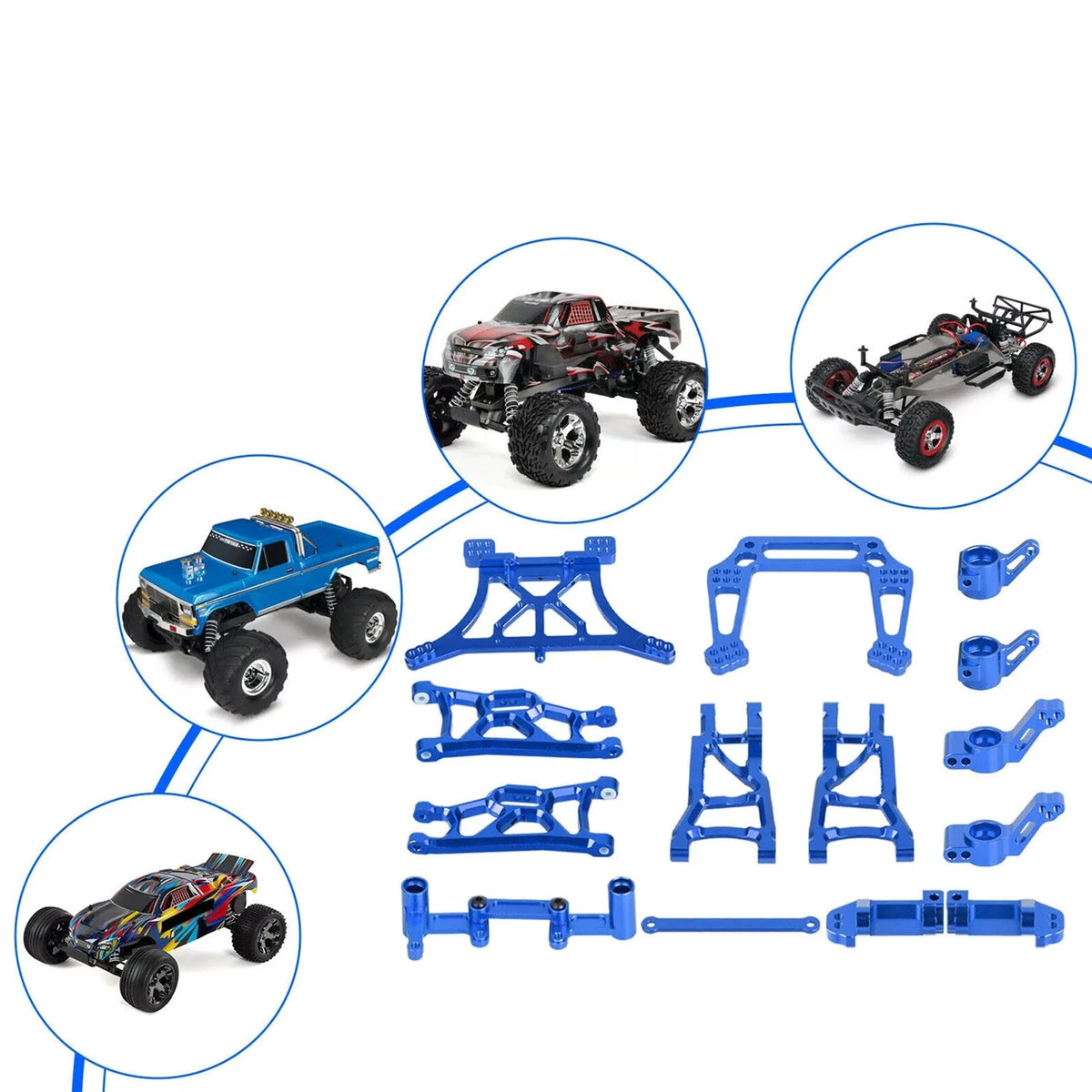 Blue Full Set RC Car Upgrade Parts For Traxxas Slash 2WD/Stampede/Rustler 1/10
