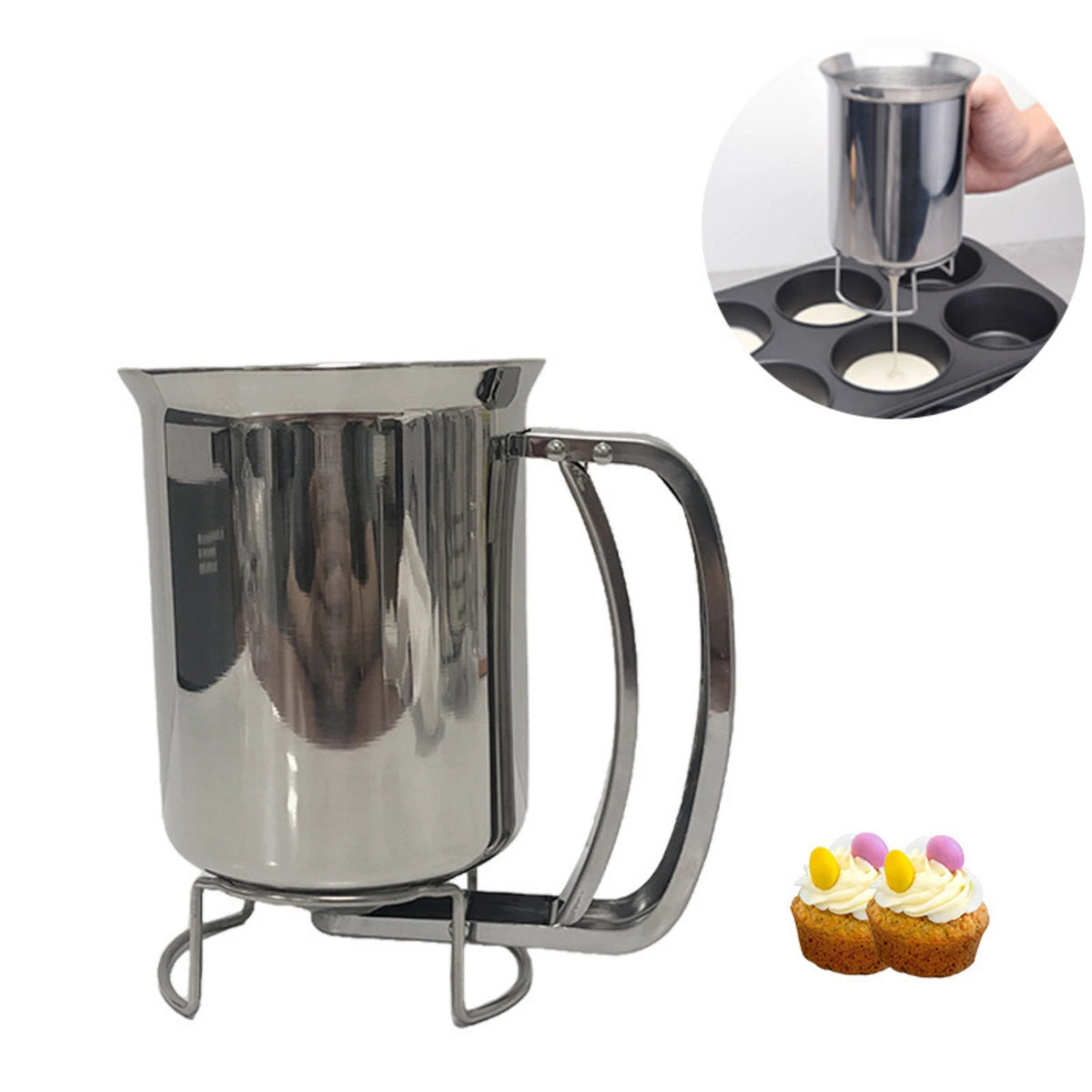 Stainless Steel Batter Dispenser with Quick-Close Valve No Spills for Pancakes