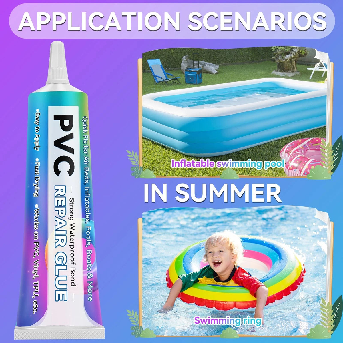 Kallteren Air Mattress Patch Kit, Waterproof Pool Repair Kit for Clear