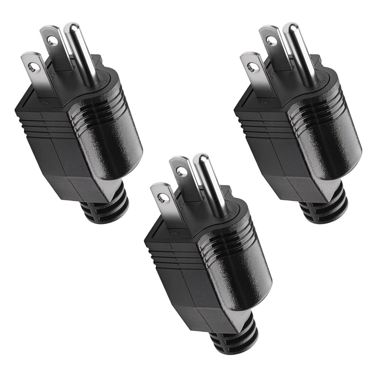 Male Electrical Plug Replacement Connector 3 Prong 125V 15A AC 3-Pack Cord