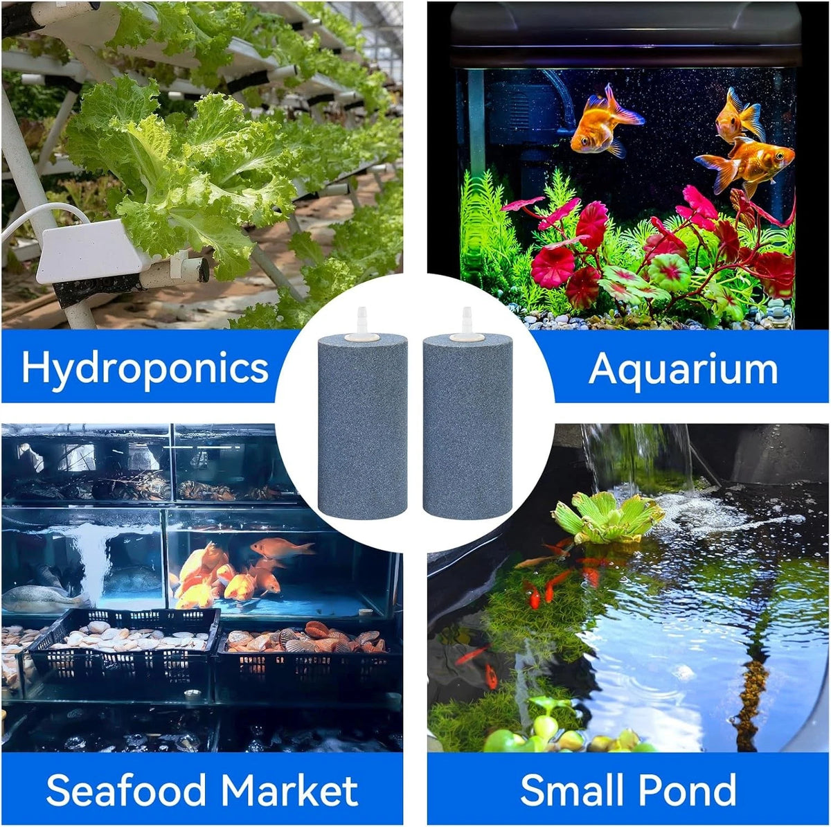 AQUANEAT 4x2 inch Aquarium Air Stones 10pcs, Aerator inch, Grey