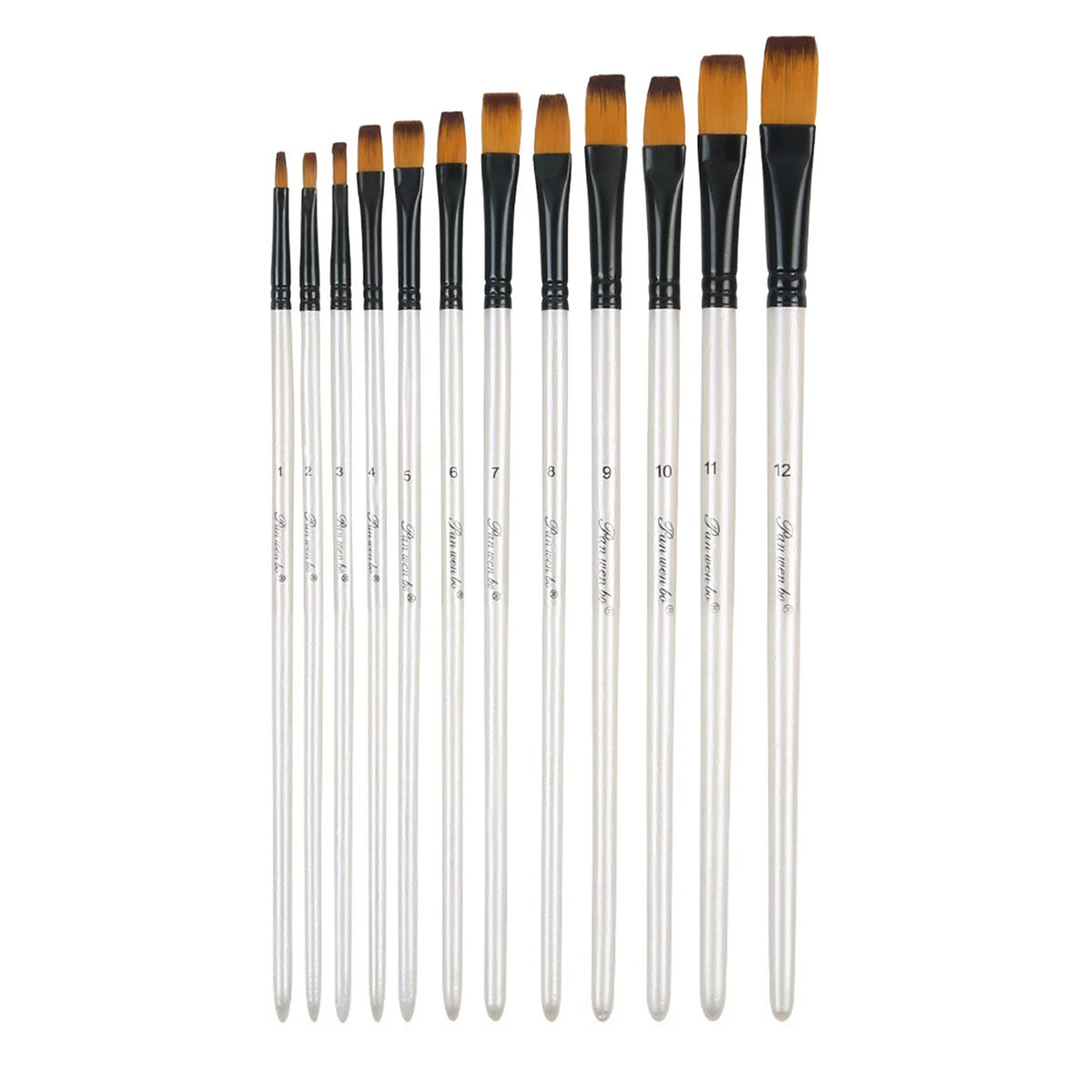 12Pcs Nylon Wool Artist Paint Brushes Fit For Watercolour Acrylic Gouache Tool