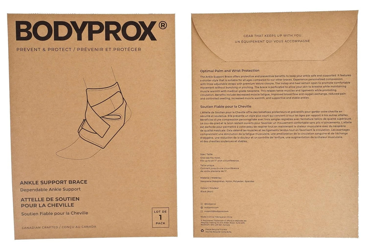 Bodyprox Ankle Support Brace, Breathable Neoprene Sleeve, Adjustable One Size