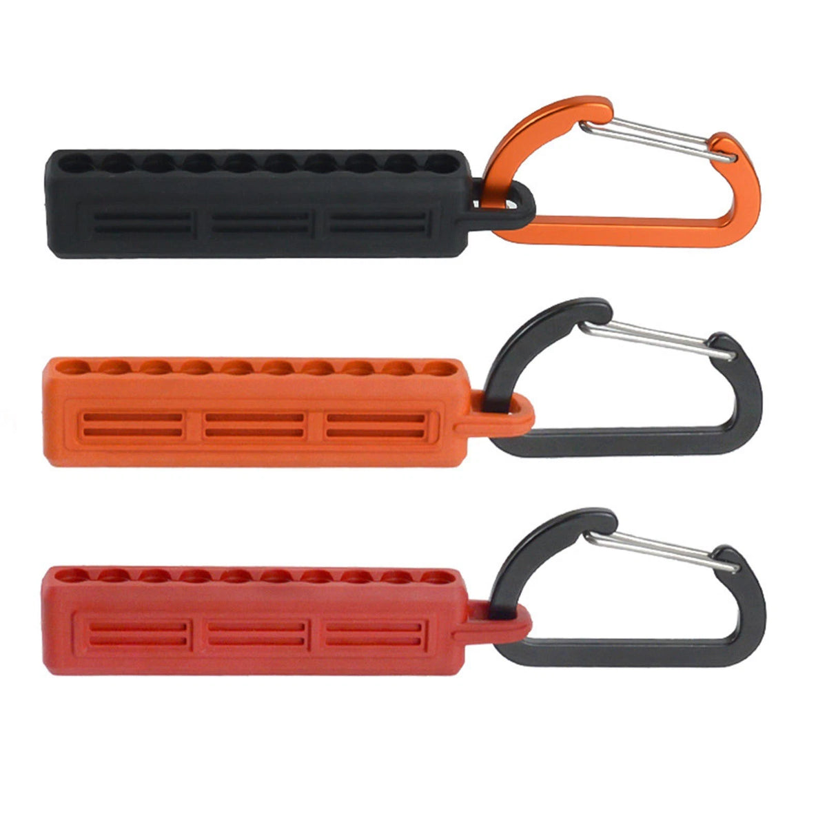 3x 1/4" Hex Bit Holder Storage Rail Power Drill Bit Organizer With Carabiner