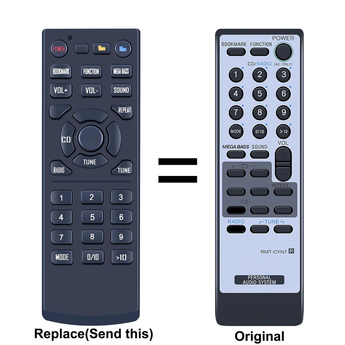RMT-CYN7 Replacement Remote Control For Sony Personal Audio System