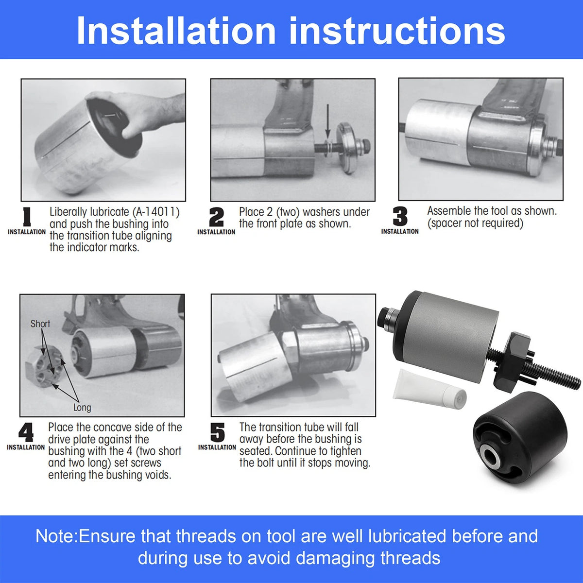 Bushing Installation Tool for Hendrickson Part # S21307, E9575, TRB5912-T