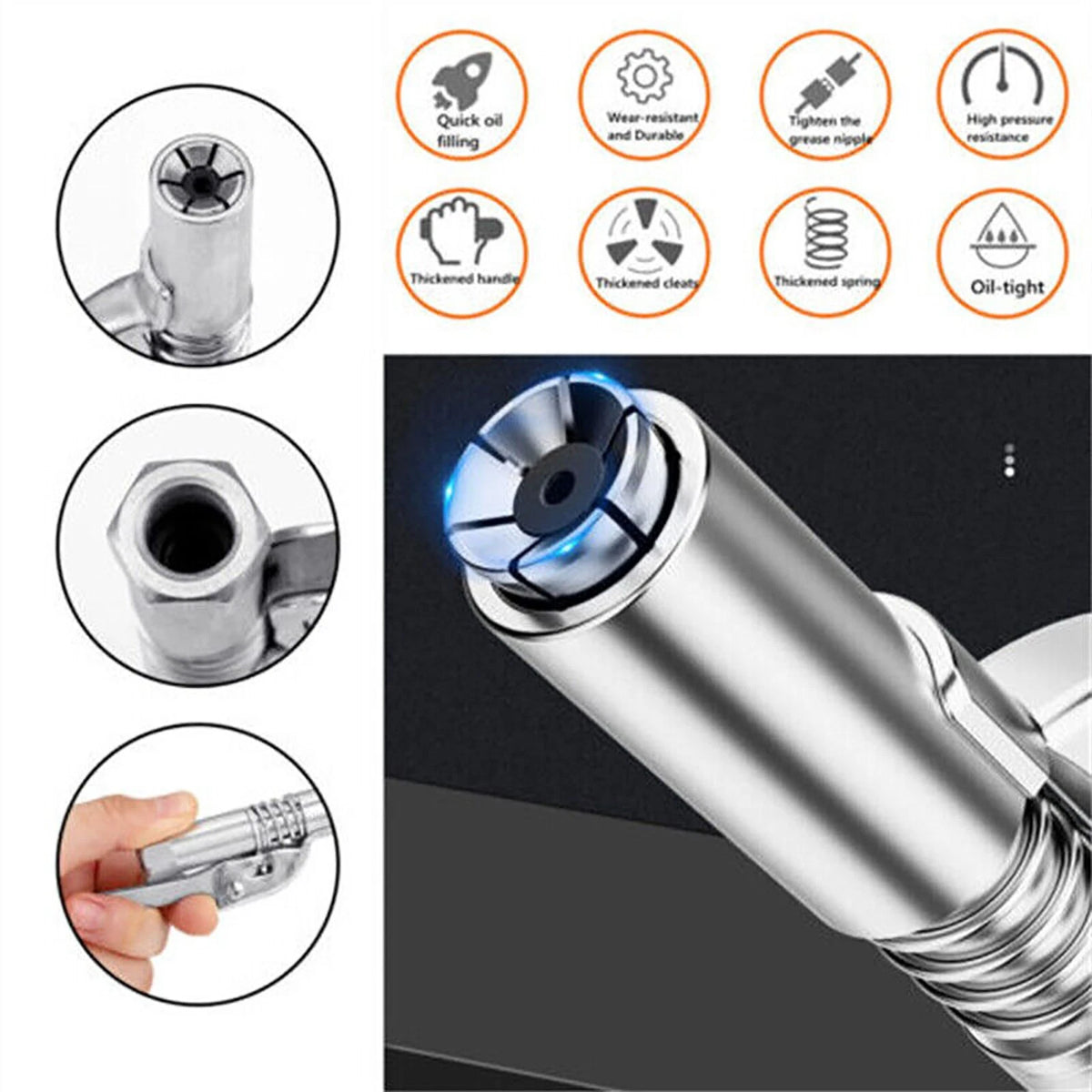 2PCS High-Pressure Quick Release Lock Oil Injection Nozzles 1/8" NPT Adapter