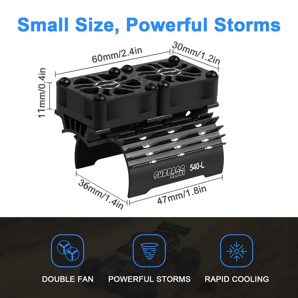 RC Car Motor Cooling Fans Surpass Hobby 30mm Black-dual for 36mm