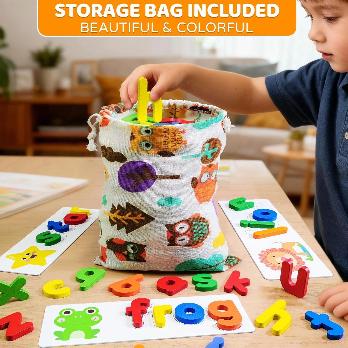 BEESTECH Alphabet ABC Learning Educational Toys for 3 4 5 3" x 5", Brown