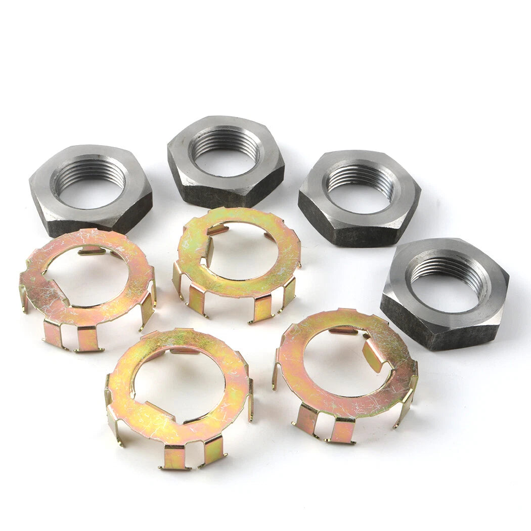 Trailer spindle nuts and retainers 6-191 & 6-190 for Dexter 2K-8K axles, 4 pairs