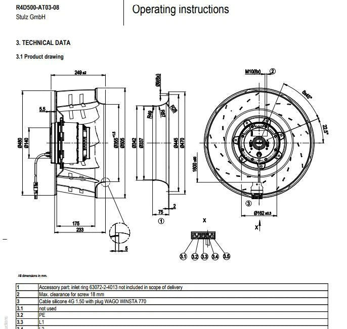 ebmpapst R4D500-AT03-08 Centrifugal fan 400VAC 50/60Hz ??500mm 3~ Cabinet fan