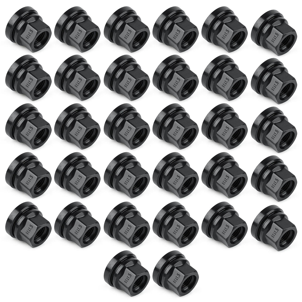 32PCS Black Wheel Lug Nuts 14x1.5 Flat Washer Fit Ford F250 F350 2003-2023