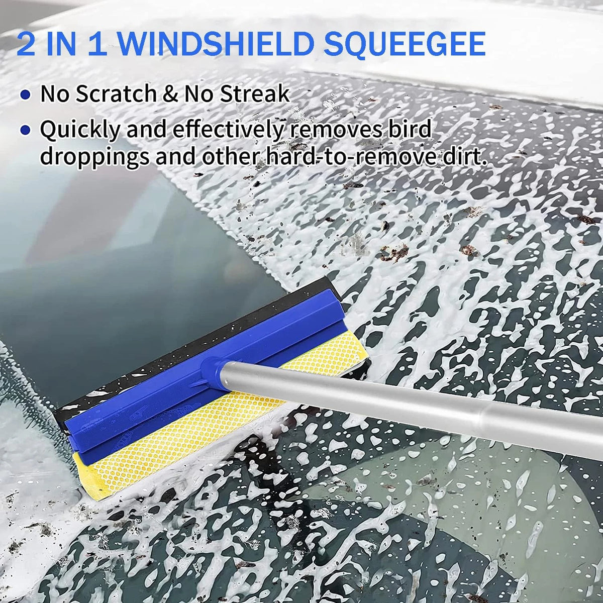 Wontolf 4-in-1 Window Squeegee, 79'' Cleaner Tool with 79'', Blue