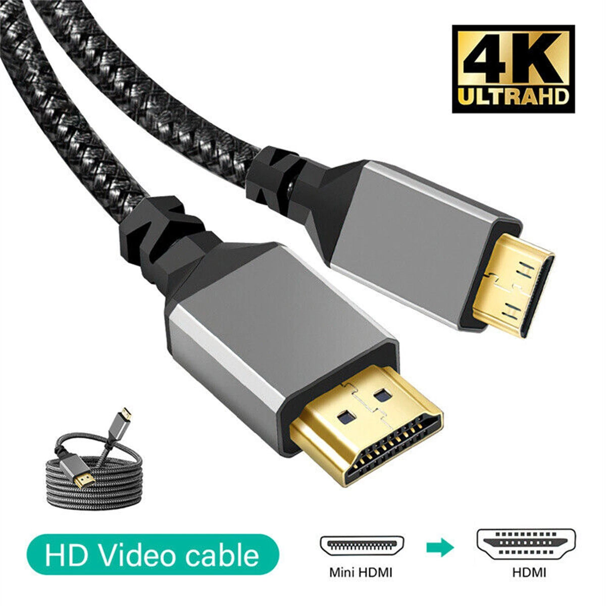 MINI HDMI To HDMI Convertsion Cable Line 4K/60Hz 1080p For HDTV Tablet Camera
