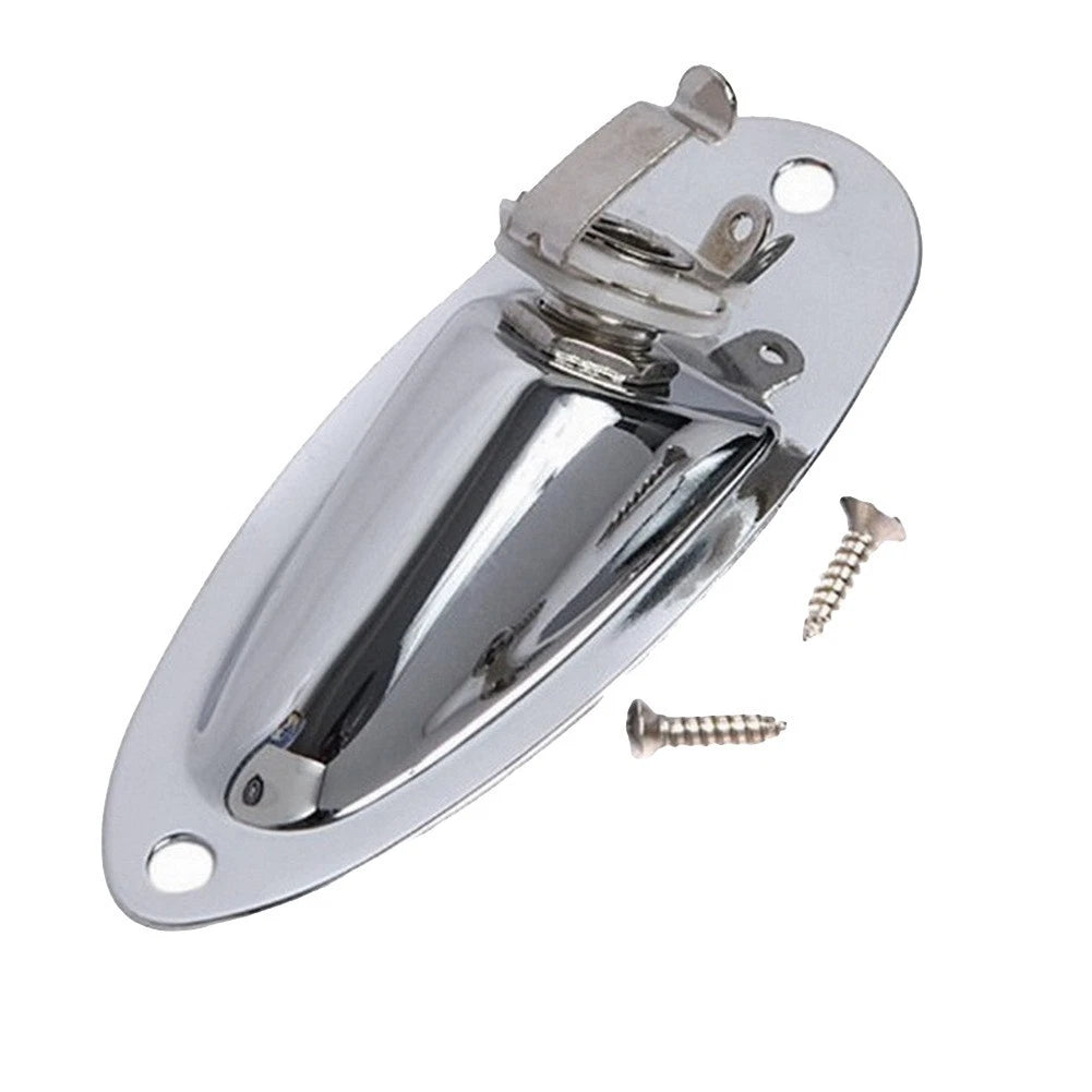 Metal Jack Plug Socket Cover Plate With Screws For FD Strat Guitar Boat Style t