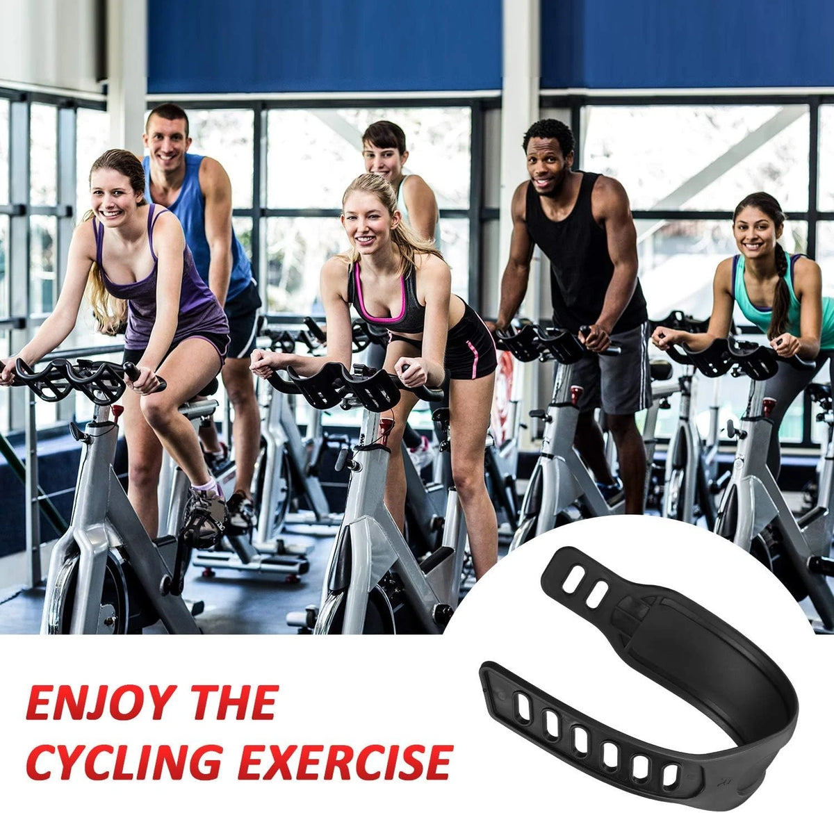 2 Pairs Exercise Bike Pedal Straps Universal of 1.7 x 12 black