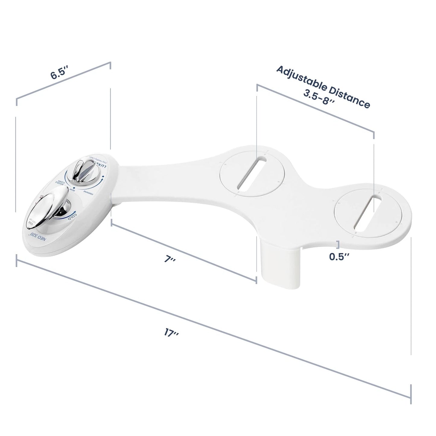 LUXE Bidet NEO 320 - Warm Water, Dual Nozzle, 17 x 10 x 3 inches, White